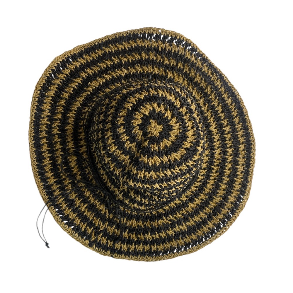 Nine West floppy,Chic,Sun,round,Black and Gold Striped Hat,NWT - Picture 4 of 9